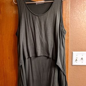Latched Mama Olive Green Cotton Swing Nursing Tank in XXL